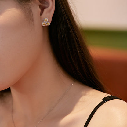 [Max Jewelry ]Ornate Flower Shape Pear Cut Lover Earrings