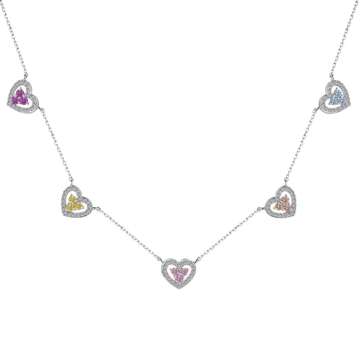 [Max Jewelry ]Sparkling Five Heart Necklace