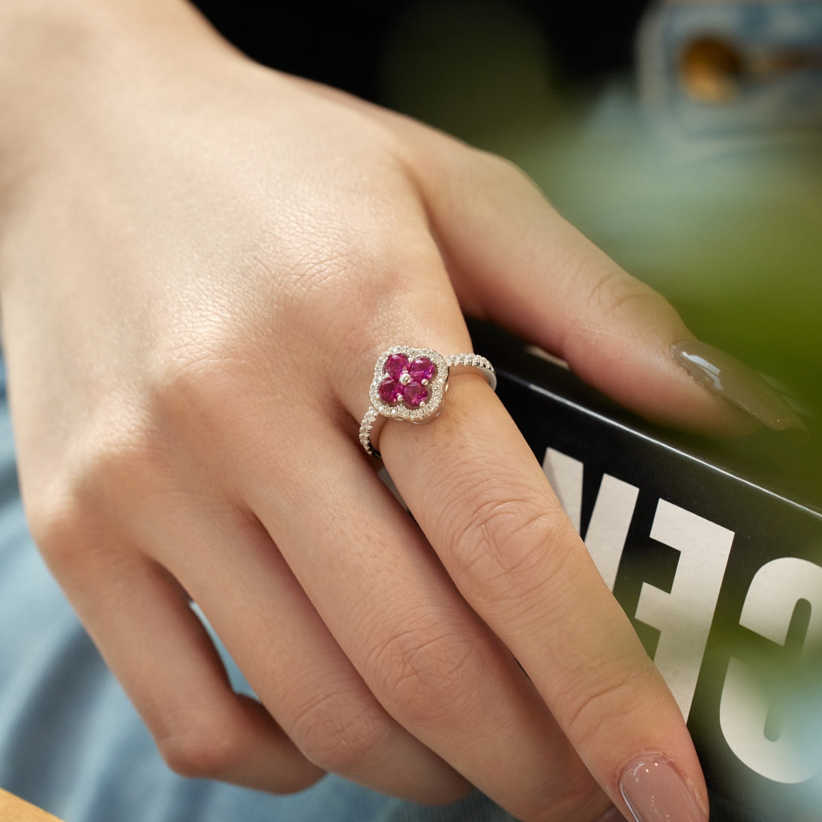 [Max Jewelry ]Four Leaf Clover Flower Design Ring