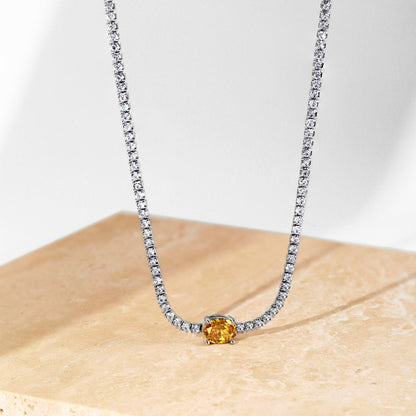 [Max Jewelry ]1.0 Carat Shining Oval Cut Necklace