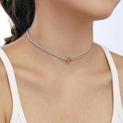 [Max Jewelry ]1.0 Carat Shining Oval Cut Necklace