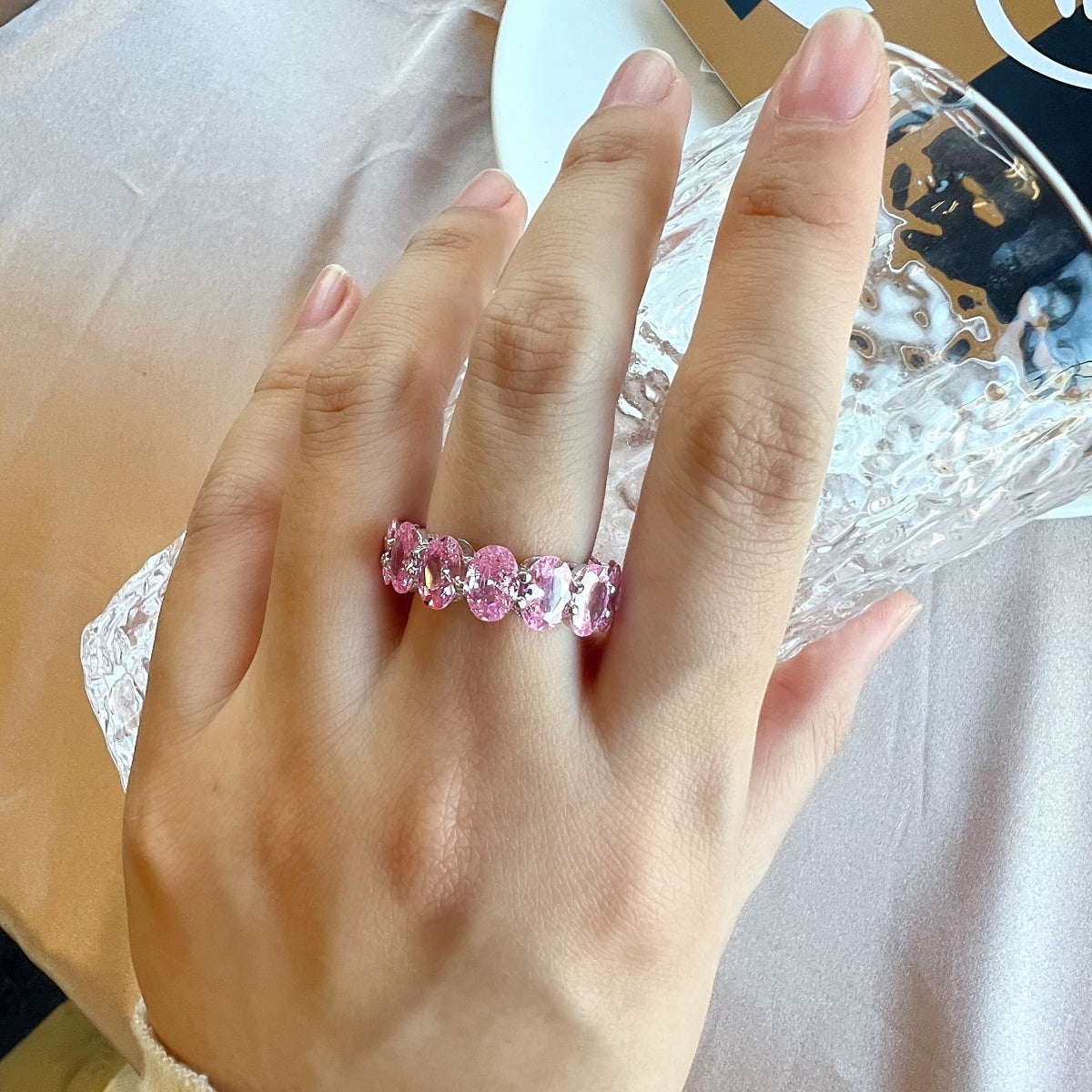 [Max Jewelry ]Dainty Elongated Cushion Cut Tennis Ring