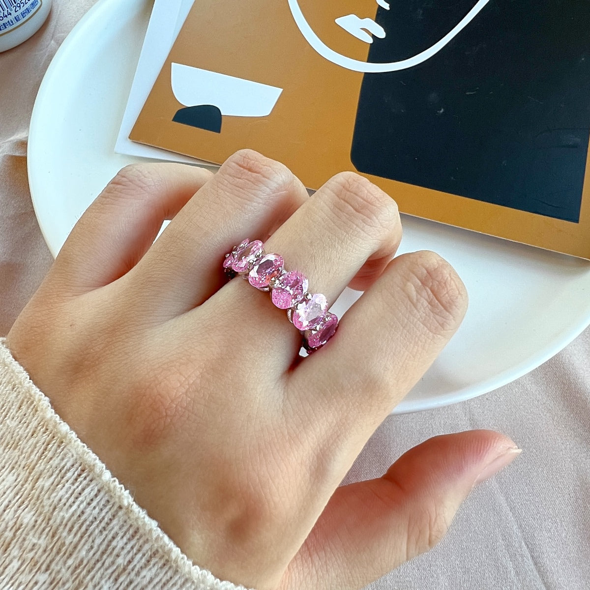 [Max Jewelry ]Dainty Elongated Cushion Cut Tennis Ring