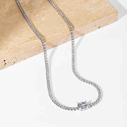 [Max Jewelry ]1.0 Carat Shining Oval Cut Necklace