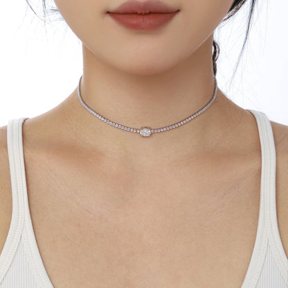 [Max Jewelry ]1.0 Carat Shining Oval Cut Necklace