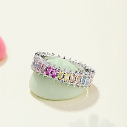 [Max Jewelry ]Splashy Ornate Emerald Cut Cocktail Ring