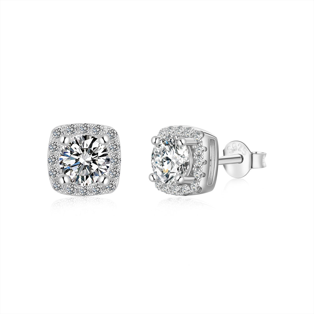 [Max Jewelry ]Classic Round Center Stone Stud Earrings