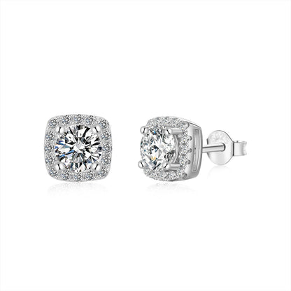 [Max Jewelry ]Classic Round Center Stone Stud Earrings