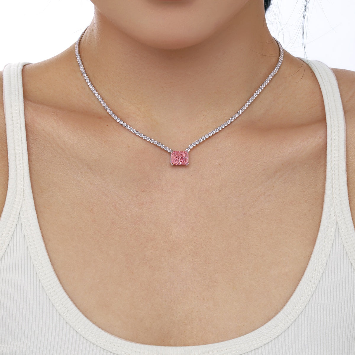 [Max Jewelry ]4.0 Carat Elegant Radiant Cut Necklace
