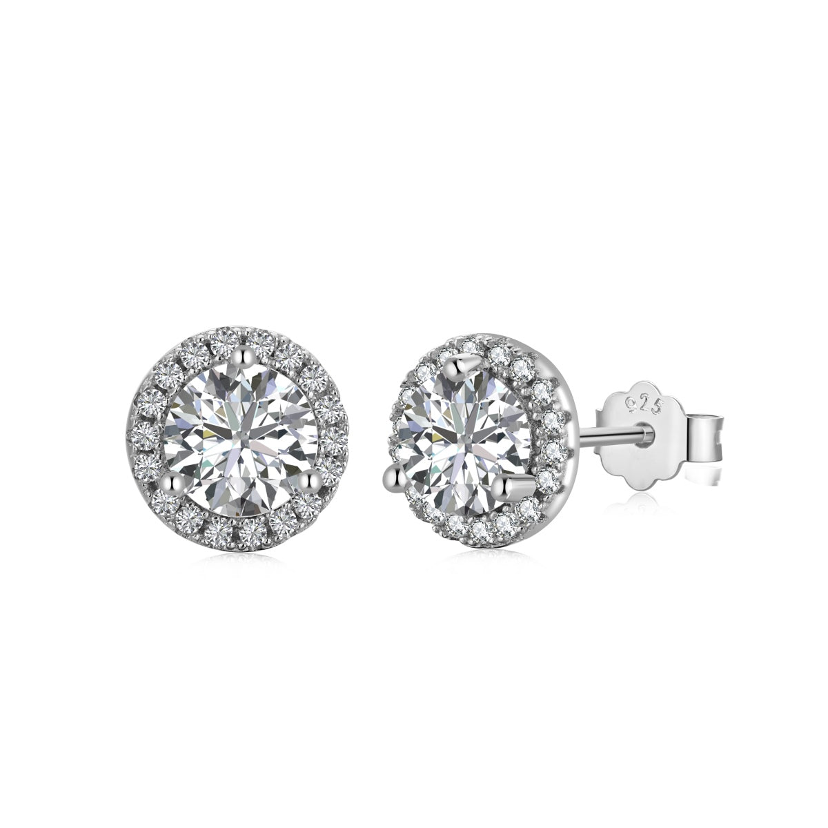 [Max Jewelry ]Classic Princess Round Shape Earrings