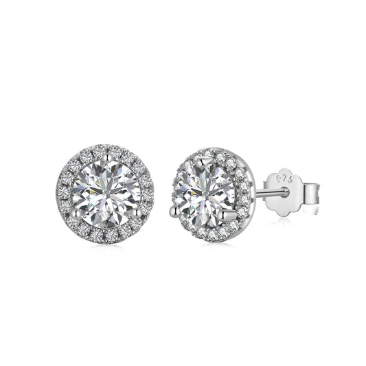 [Max Jewelry ]Classic Princess Round Shape Earrings