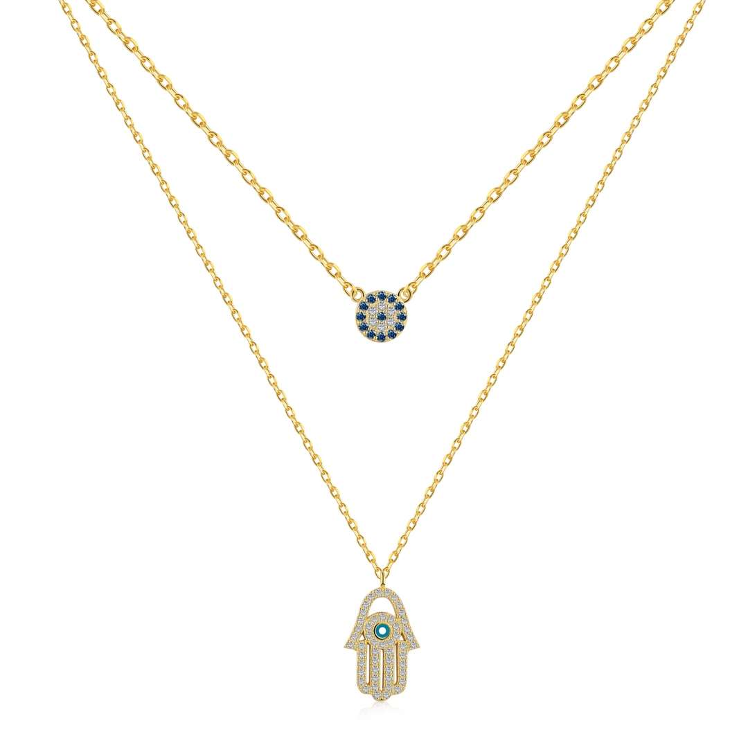 [Max Jewelry ]Demon Eye Hamsa Palm Necklace