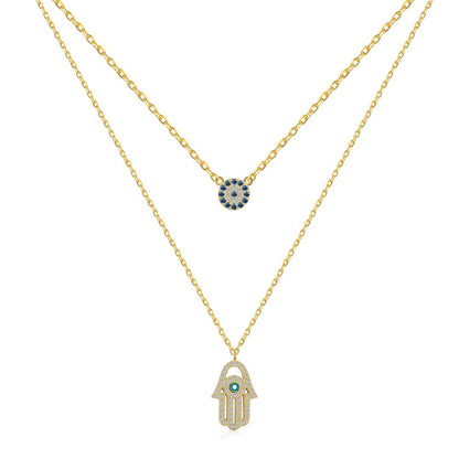 [Max Jewelry ]Demon Eye Hamsa Palm Necklace
