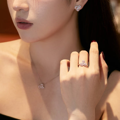 [Max Jewelry ]Elegant Flower Shape Pear Cut Necklace