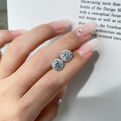 [Max Jewelry ]Classic Princess Round Shape Earrings
