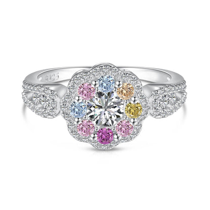 [Max Jewelry ]Delicate Colorful Round Cut Flower Shape Wedding Ring