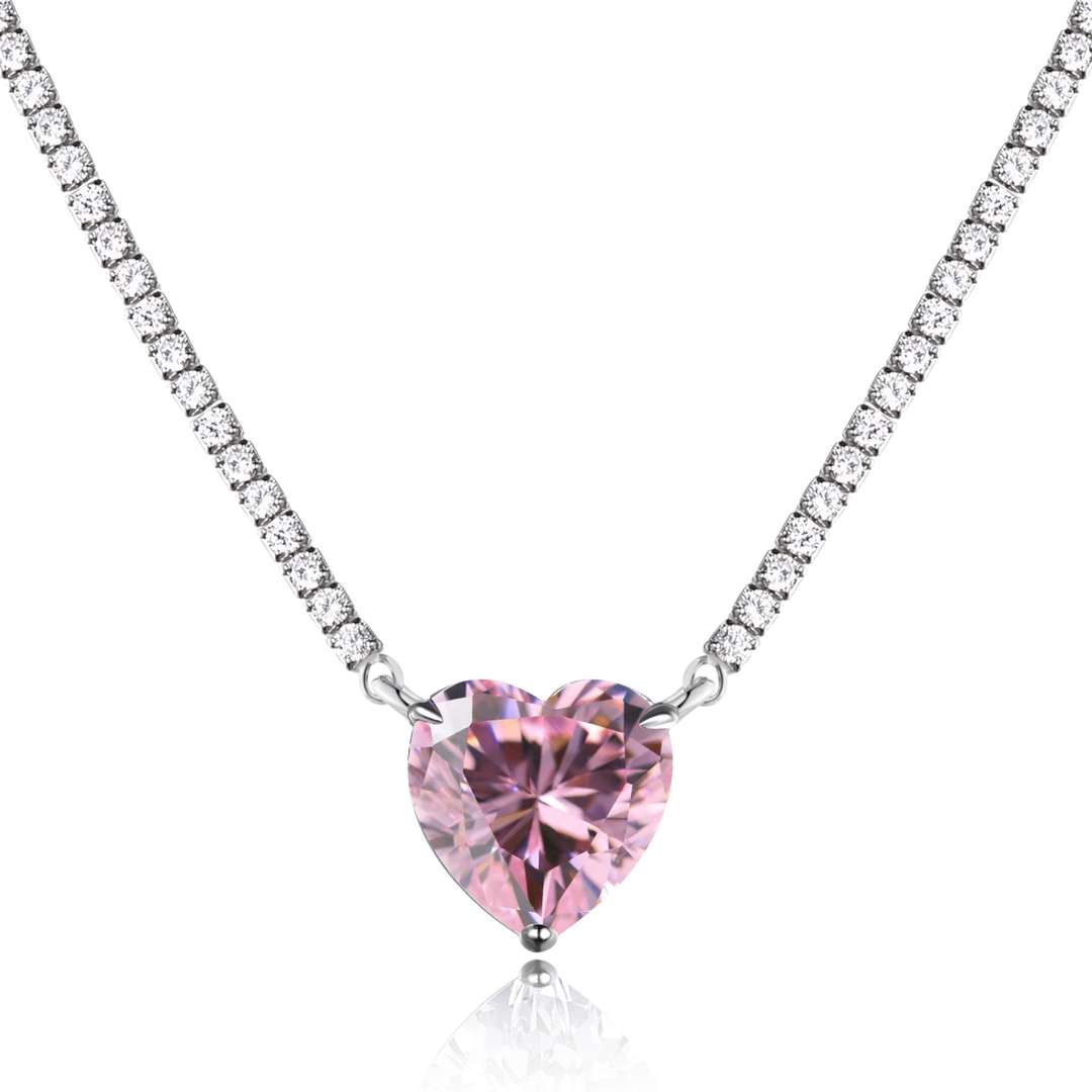 [Max Jewelry ]8.0 Carat Versatile Colorful Sweet Heart-Shaped Tennis Necklace