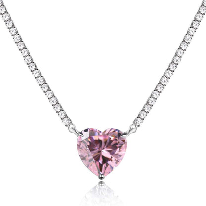 [Max Jewelry ]8.0 Carat Versatile Colorful Sweet Heart-Shaped Tennis Necklace