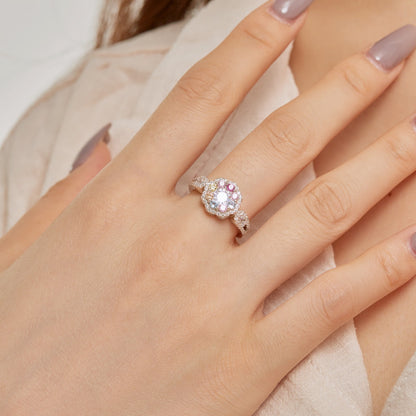 [Max Jewelry ]Delicate Colorful Round Cut Flower Shape Wedding Ring