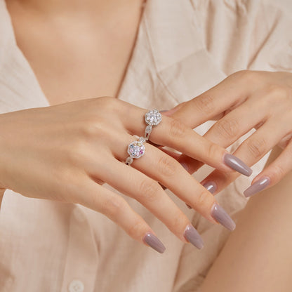 [Max Jewelry ]Delicate Colorful Round Cut Flower Shape Wedding Ring