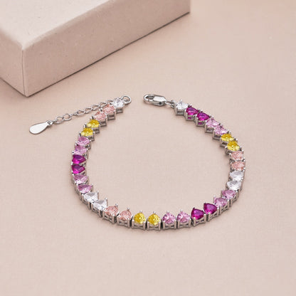[Max Jewelry ]Luxurious Colorful Romantic Heart Shape Lover Bracelet