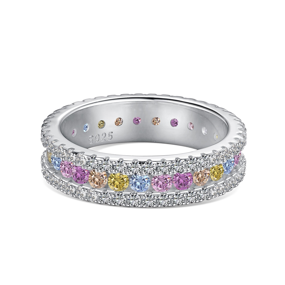 [Max Jewelry ]Delicate Colorful Round Cut Daily Ring