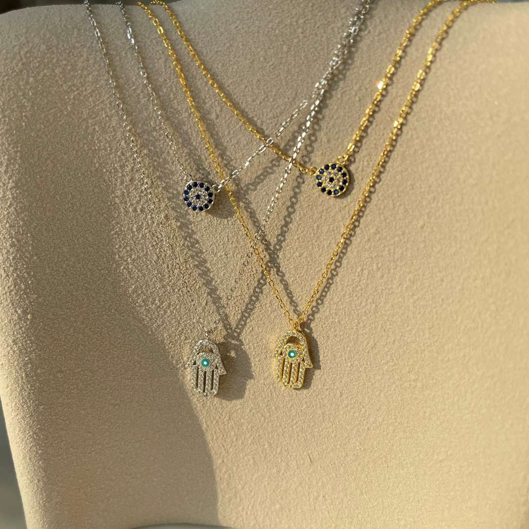 [Max Jewelry ]Demon Eye Hamsa Palm Necklace