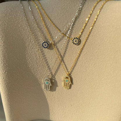 [Max Jewelry ]Demon Eye Hamsa Palm Necklace