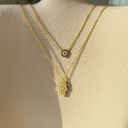 [Max Jewelry ]Demon Eye Hamsa Palm Necklace