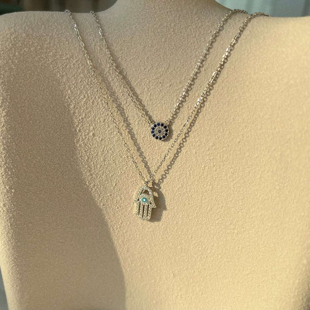 [Max Jewelry ]Demon Eye Hamsa Palm Necklace
