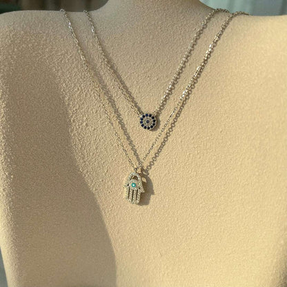[Max Jewelry ]Demon Eye Hamsa Palm Necklace