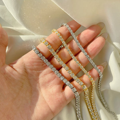 [Max Jewelry ]Sparkling Radiant Princess Cut Tennis Bracelet