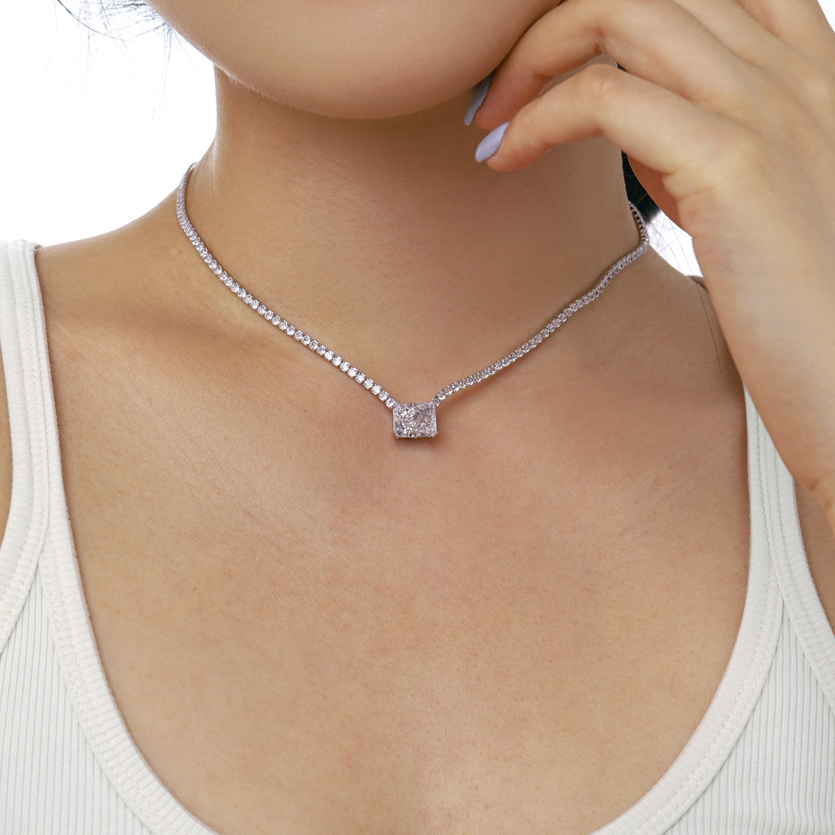 [Max Jewelry ]4.0 Carat Elegant Radiant Cut Necklace