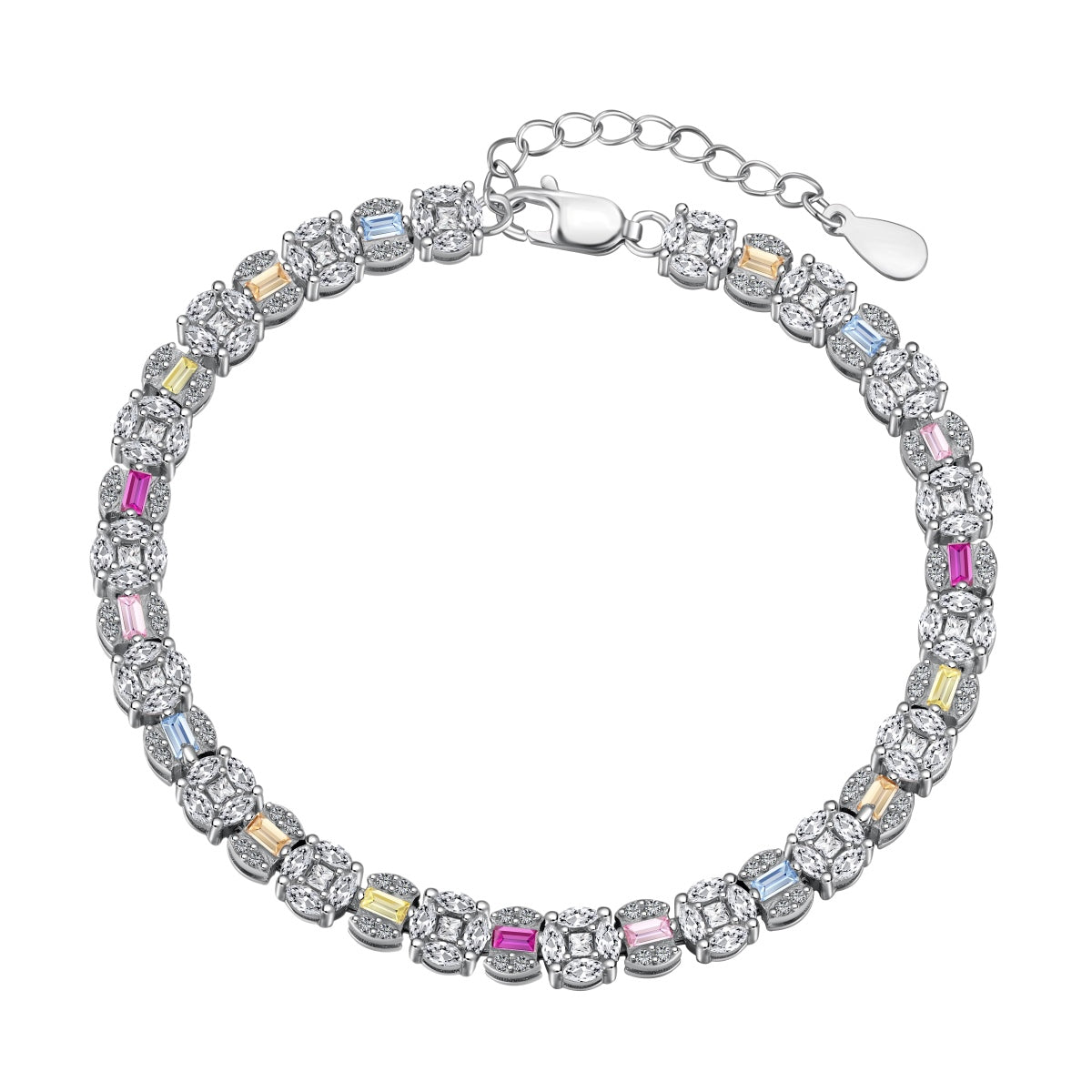 [Max Jewelry ]Dazzling Radiant Multi Cut Daily Bracelet