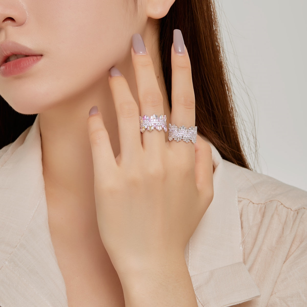 [Max Jewelry ]Luxurious Colorful Radiant Cut Daily Ring