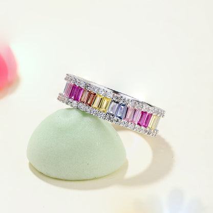 [Max Jewelry ]Dainty Kaleidoscopic Emerald Cut Daily Ring