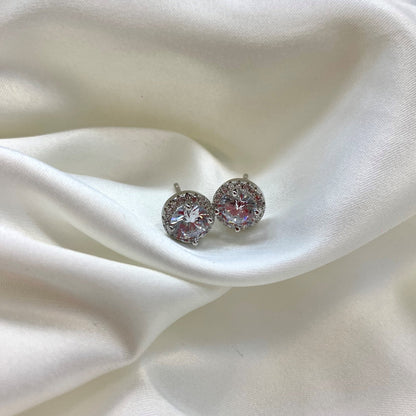[Max Jewelry ]Classic Princess Round Shape Earrings