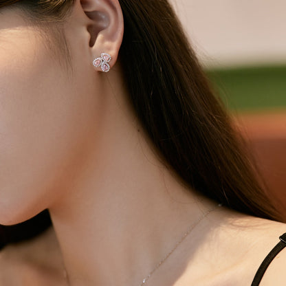 [Max Jewelry ]Ornate Flower Shape Pear Cut Lover Earrings