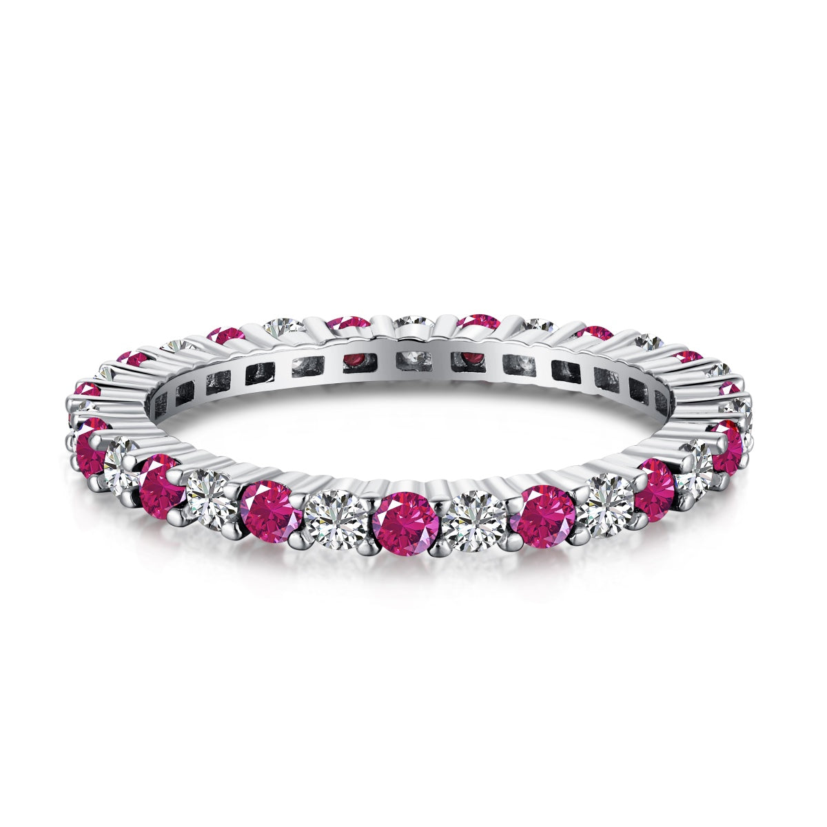 [Max Jewelry ]Exquisite Colorful Round Cut Tennis Ring