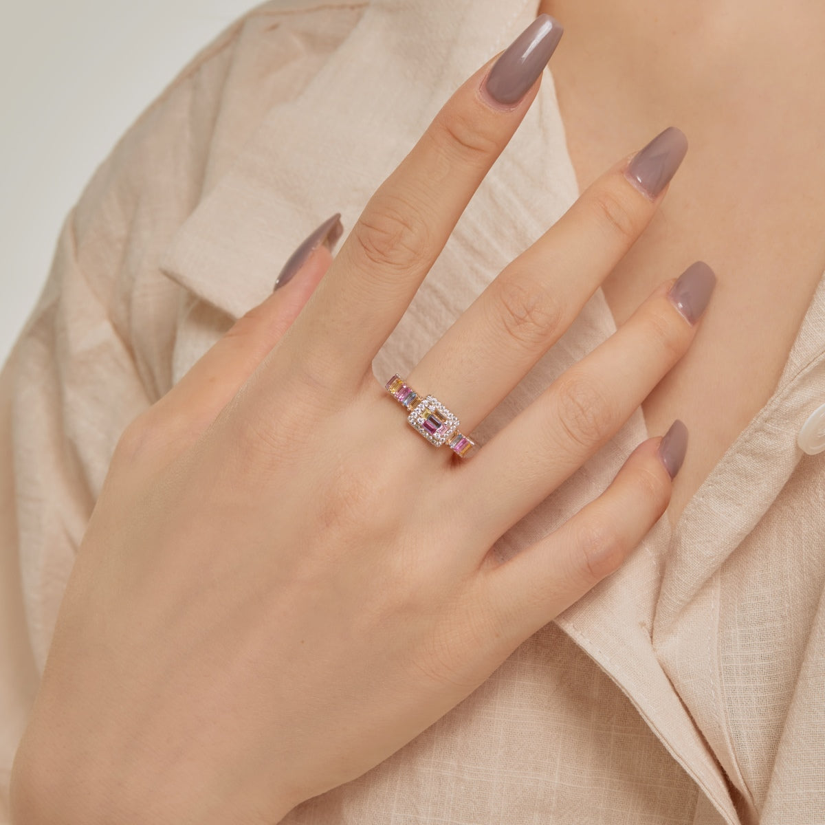 [Max Jewelry ]Exquisite Colorful Radiant Cut Party Ring