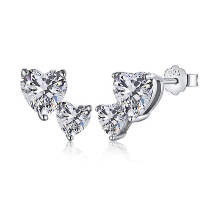 [Max Jewelry ]Double Heart-Shape Classic Princess Style Earrings