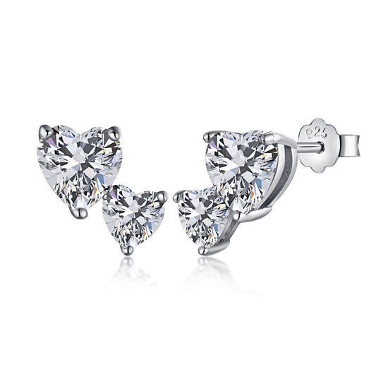 [Max Jewelry ]Double Heart-Shape Classic Princess Style Earrings