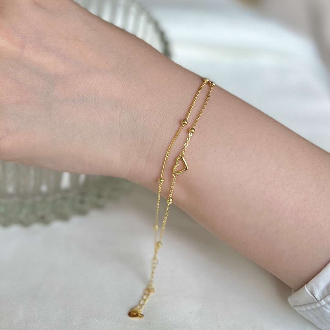 [Max Jewelry ]Dainty Double Layer Love Heart Bracelet