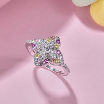 [Max Jewelry ]Luxurious Colorful Flower Shape Banquet Ring