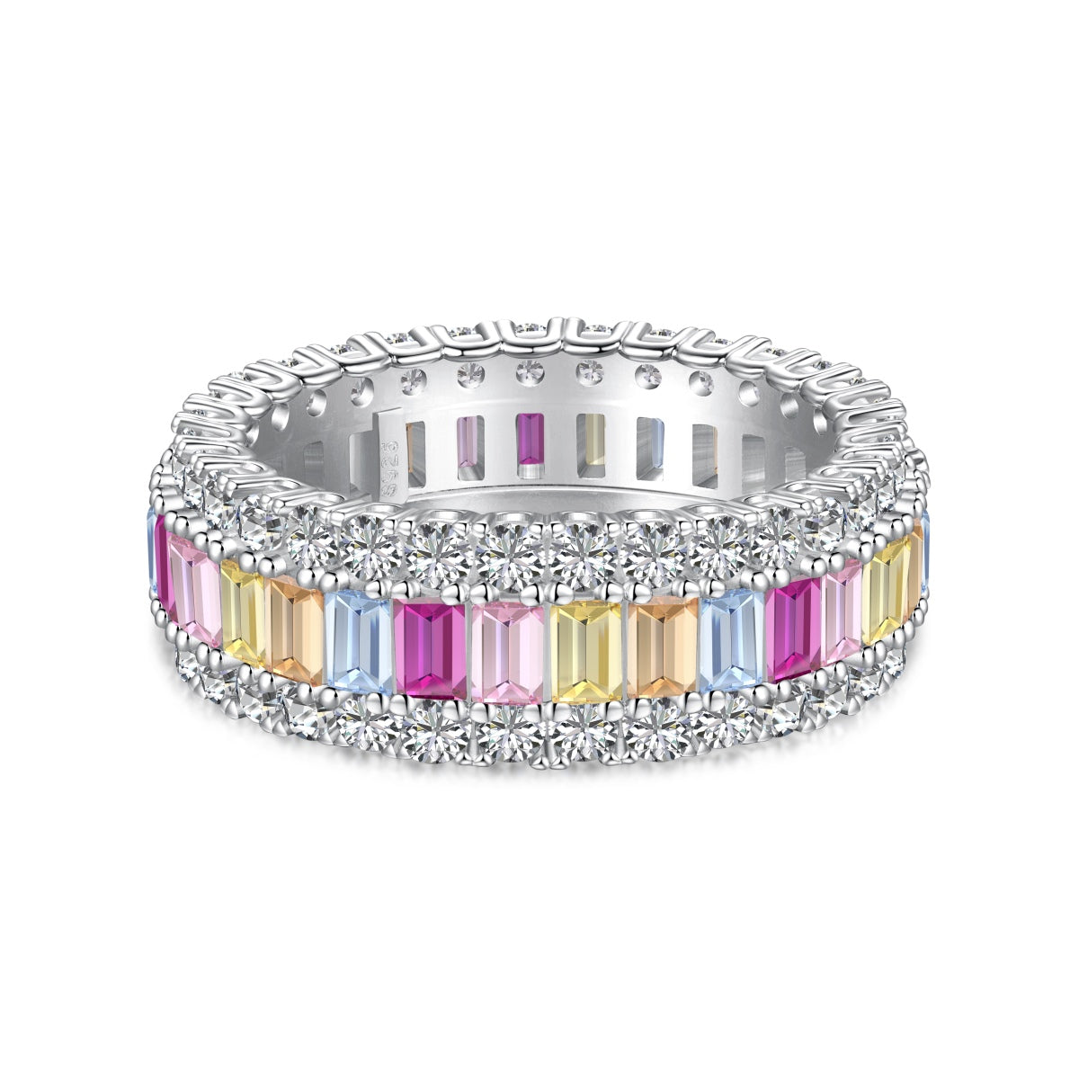 [Max Jewelry ]Dainty Colorful Radiant Cut Daily Ring
