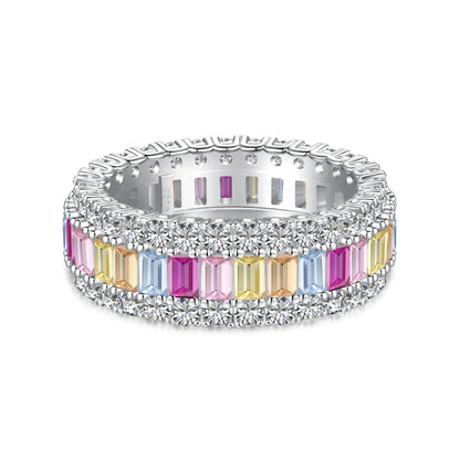 [Max Jewelry ]Dainty Colorful Radiant Cut Daily Ring