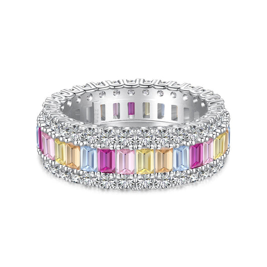 [Max Jewelry ]Dainty Colorful Radiant Cut Daily Ring