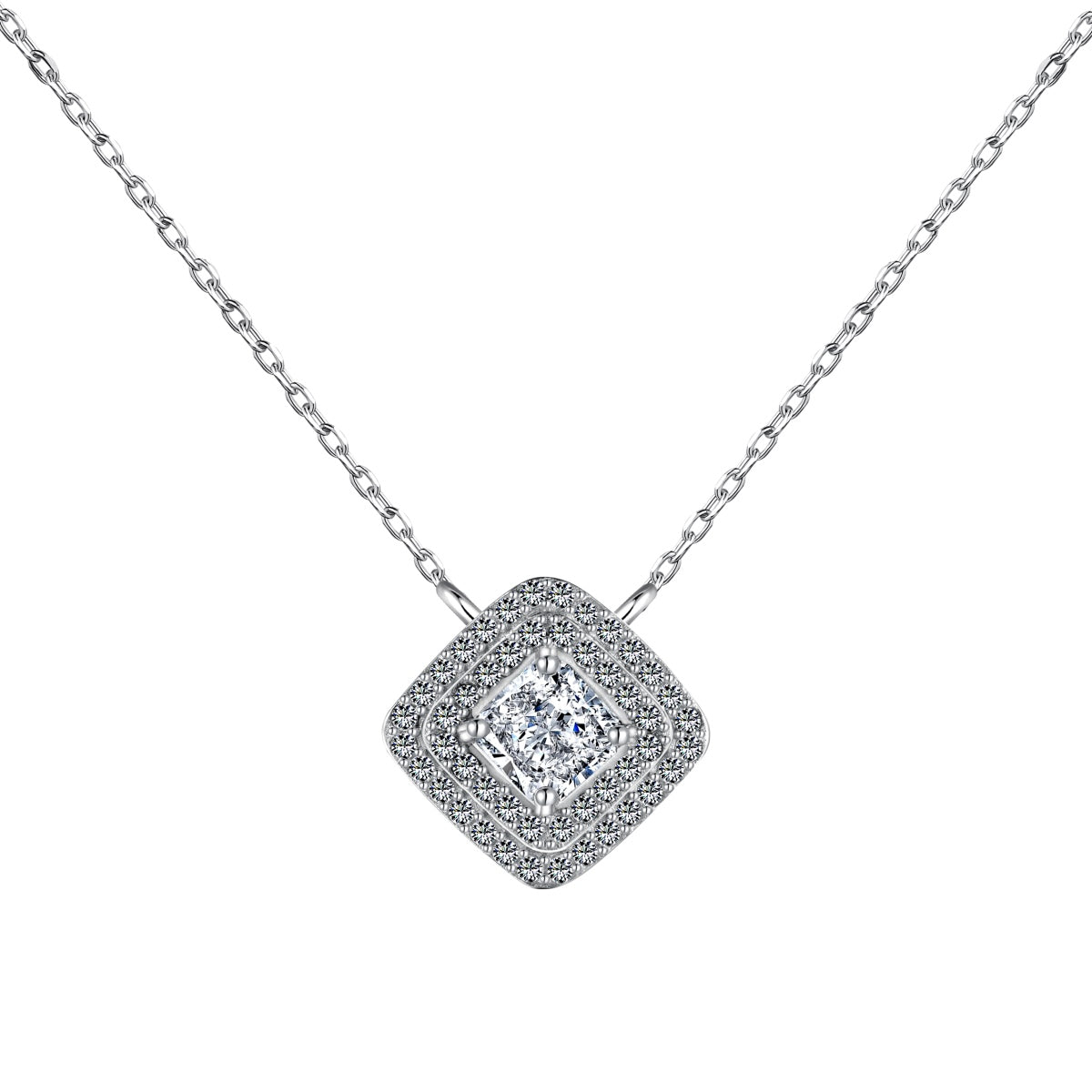 [Max Jewelry ]Sparkling Asscher Cut Necklace
