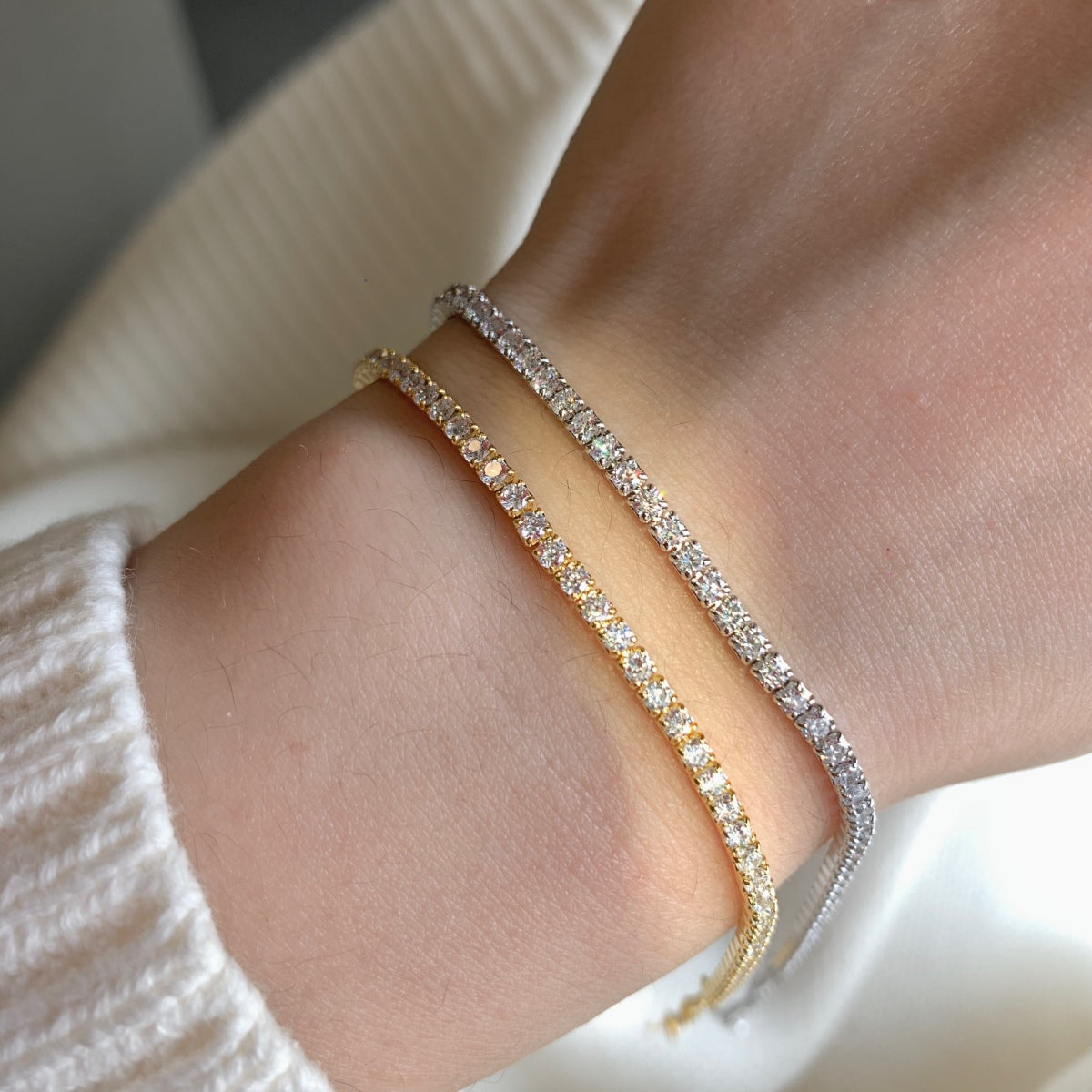 [Max Jewelry ]Radiant Shinning Princess Cut Tennis Bracelet