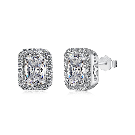 [Max Jewelry ]1.0 Carat Luxurious Dainty Emerald Cut Daily Earrings